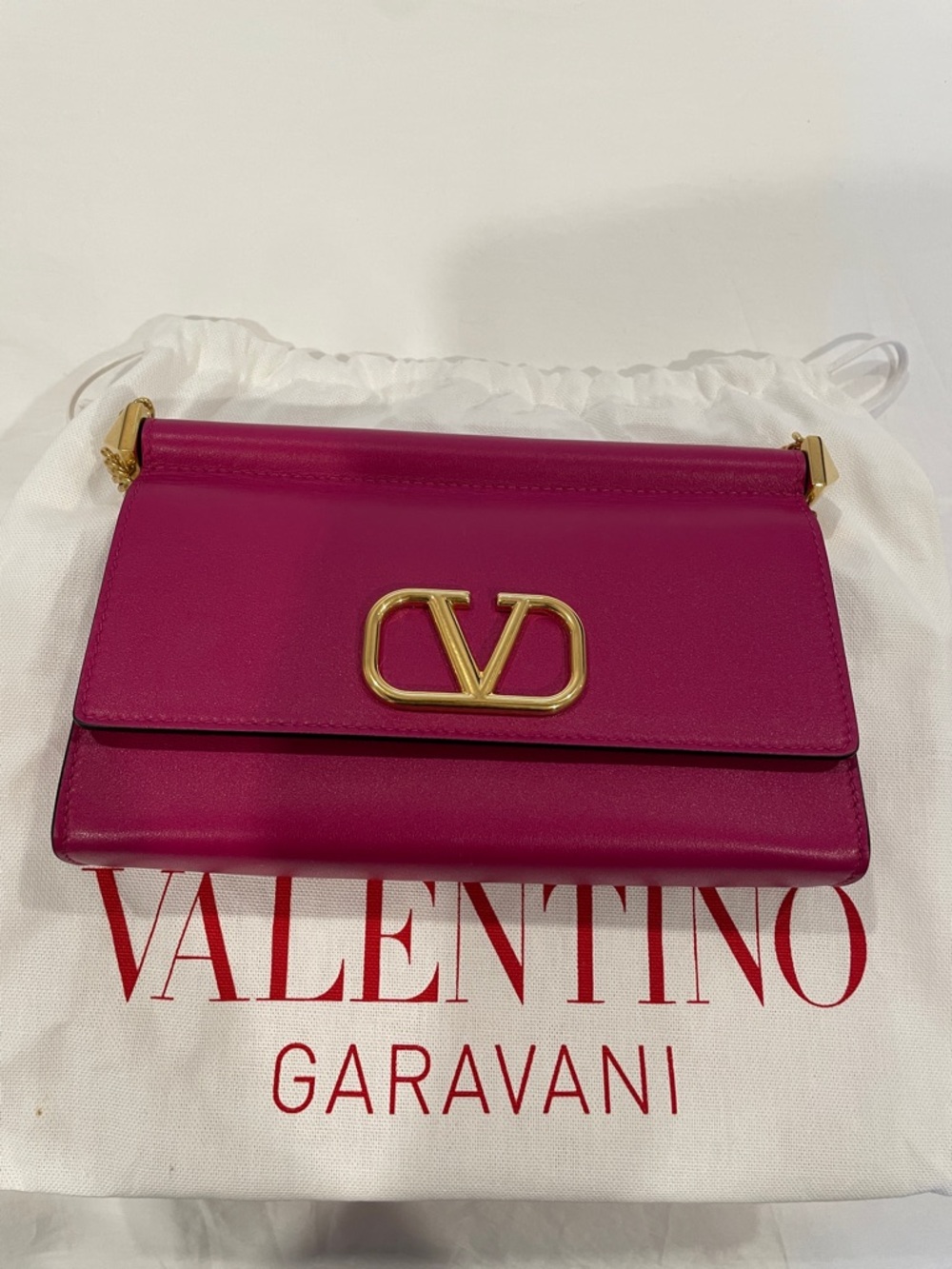 Valentino Garavani Fuchsia V Logo Crossbody Bag